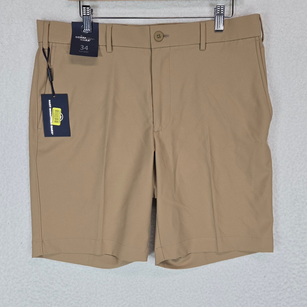 Hart Schaffner Marx Shorts Mens 34 Tan NWT Flat Front Golf Casual Chino